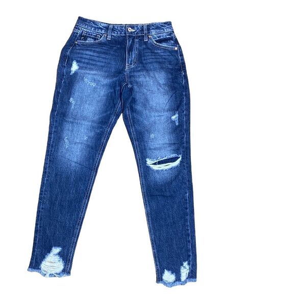 Kancan boyfriend jeans distressed frayed hems size 1/24 - Picture 3 of 8